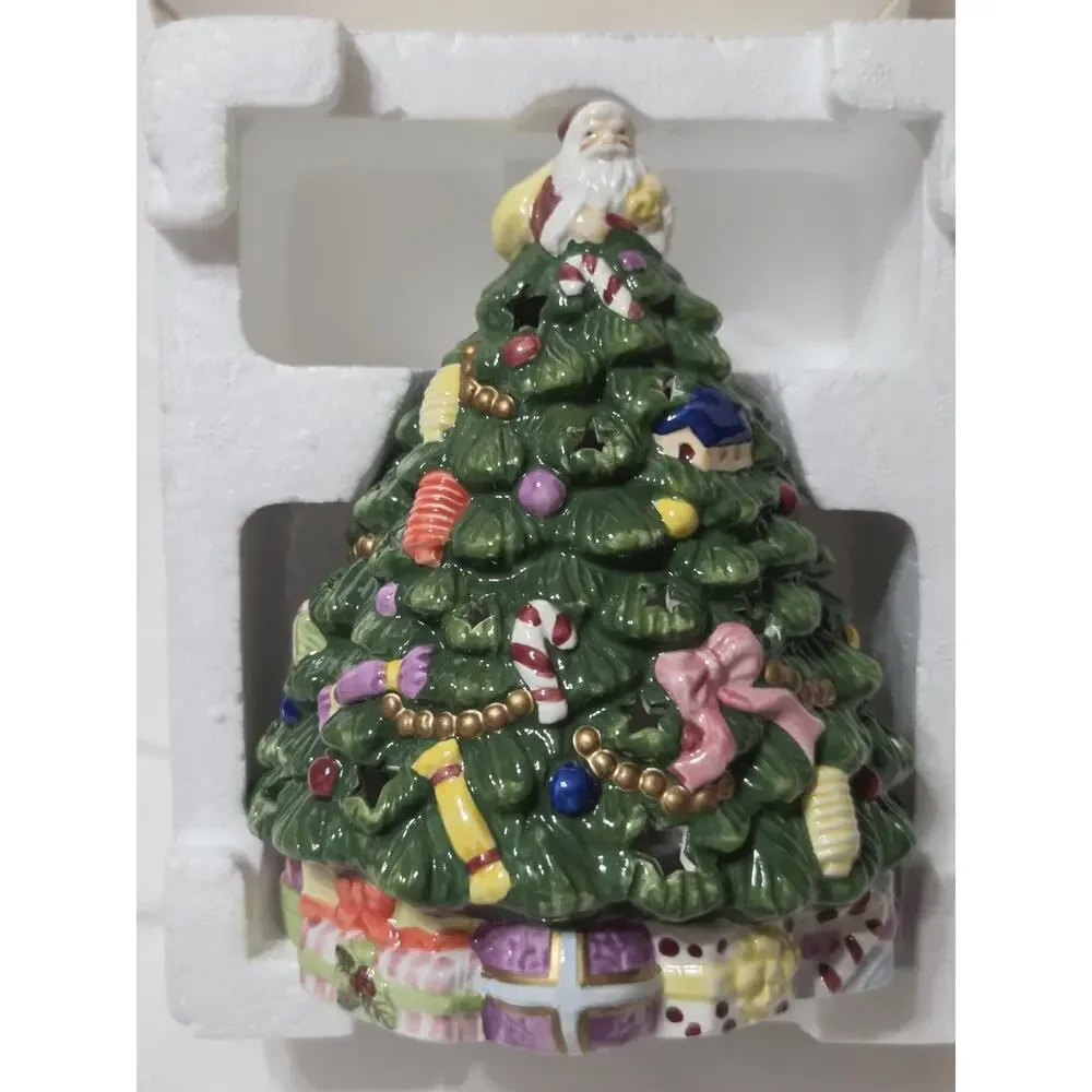 Vtg Spode 6” Christmas Tree Tea Light Candle Holder In Original Box